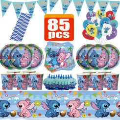Lilo Stitch Party Decorations Balloons Party Favors Noise Maker Tablewares Cups Plates for Girl Gifts Toys