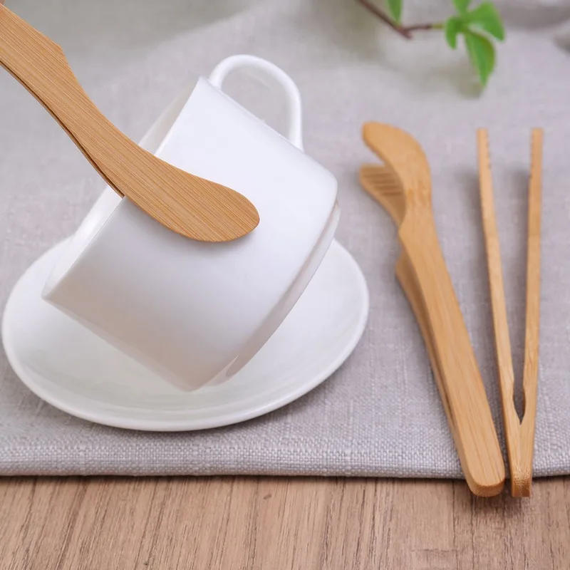 Description Picture 4 of item4/2pcs Wooden Tea Tweezer Bacon Tea Clip Tongs Bamboo Salad Food Toast Bend Clip Barbecue Clips Kitchen Accessories Teaware