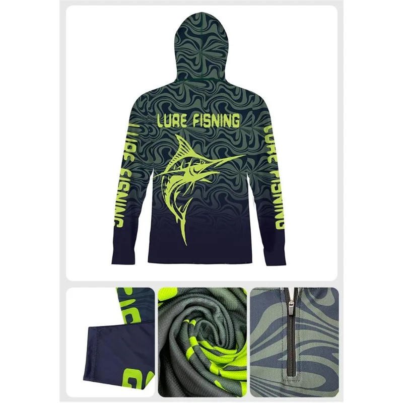 Description Picture 4 of itemS M L XL XXL XXXL Anti-UV Long SleeveFishing Jersey Professional BreathableQuick Dry Fishing Hoodie Outdoor Men Clothes Fishing