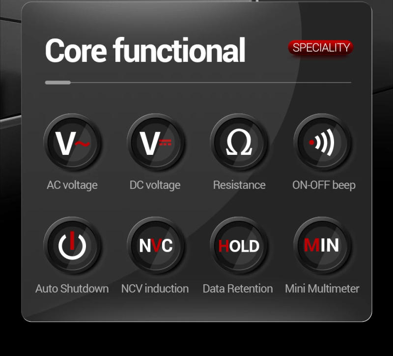 Description Picture 4 of itemANENG M113 Mini Digital Multimeter AC/DC Voltage Meter 1999 Counts Multimetro Ohm NCV Electricity Tools Measuring Instruments