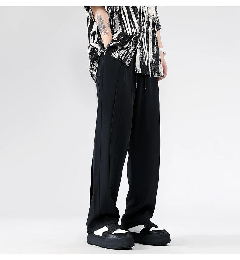 Description Picture 5 of item2024 Summer New Men's Pants Fashion Casual Pants Neutral Trendy Solid Color Wide Leg Pants