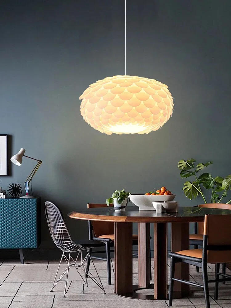 Description Picture 2 of itemWhite Circular Pendant Light Restaurant Shop Hotel Lobby Art Chandelier Living Room Bedroom Ceiling Light for Home and Decor