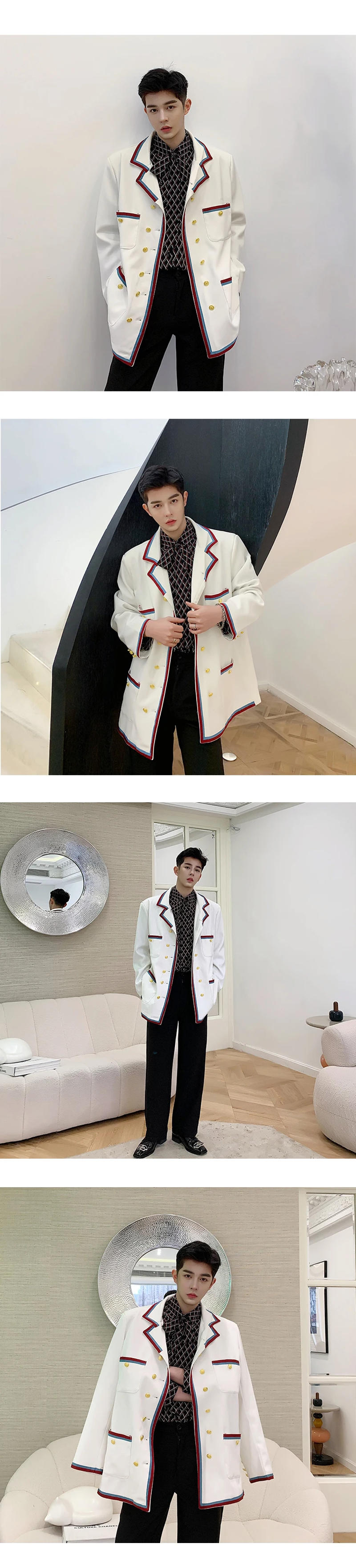 Description Picture 5 of itemLUZHEN 2024 Spring New Original Edge Color Contrast Splicing Design Korean Version Casual Blazer Coat Men Elegant Jacket LZ1273