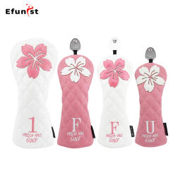 Golf Wood Head Covers For Driver Fairway Hybrid Waterproof Club Cover Sakura Pattern PU Leather Protector Cover Golf Accessories