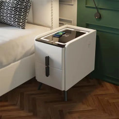 Smart Bedside Table Narrow Smart Nightstands Minimalism Modern LED Ultra Narrow Smart Bedside Table with Wireless USB Charging