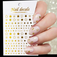 1/9pcs Silver Gold Star Nail Art Stickers Y2K Charms Self-Adhesive Sliders Laser White Chrome Gel Polish Decals Kawaii Stickers
