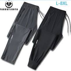 2024 Men Summer Joggers Fitness Casual Quick Dry Sweatpants Men Breathable Lightweight Tie Feet Elasticity Trousers Pants Male