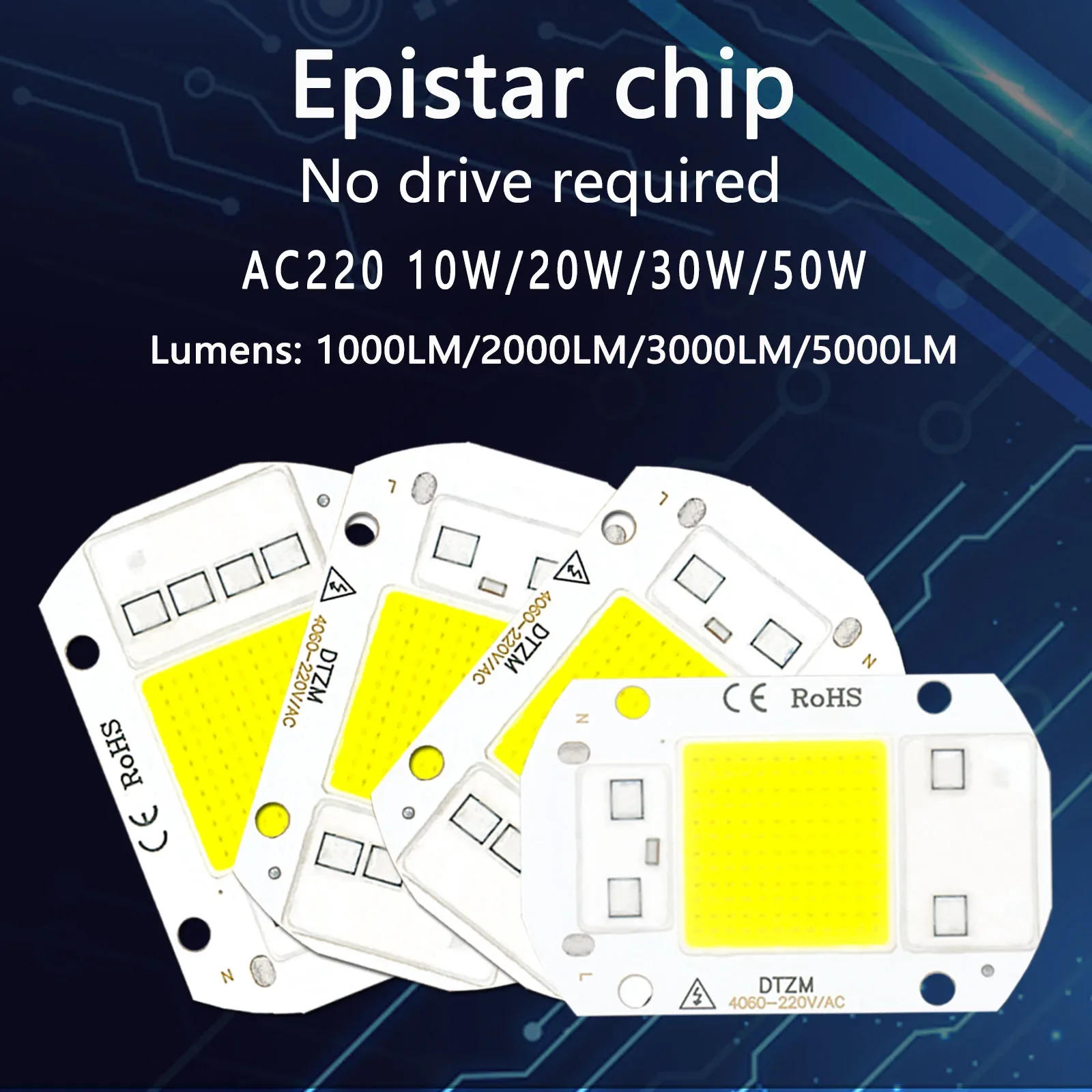 Description Picture 5 of itemLED  Lamp Bead  AC220V 10W 20W 30W 50W  Smart IC No Need Driver DIY Flood Light LED Bulb Spotlight Outdoor Lamp