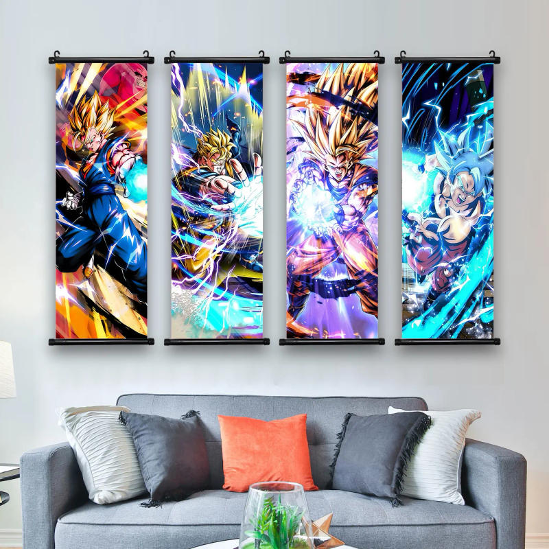 Description Picture 4 of itemPrinted Poster Anime Wall Dragon Ball Artwork Goku Pictures Bejīta Painting Canvas Super Saiyan Hanging Scrolls Home Room  Decor