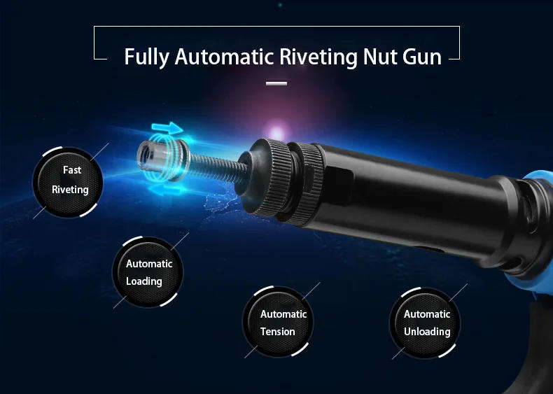 Description Picture 4 of itemProfessional Factory 16" Pneumatic, Hydraulic Hand Threaded Rivet Nut Tool for M3-M12 Rivet Muts/