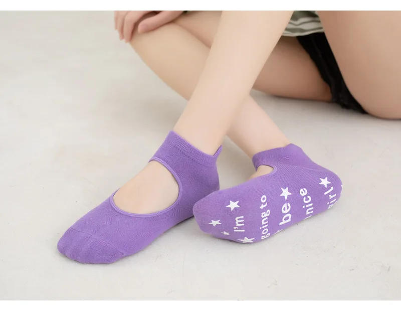 Description Picture 3 of itemWomen Yoga Star Socks Silicone Non Slip Pilates Sock Breathable Fitness Ballet Dance Cotton Sports Elasticity Socks Red Socks