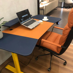 Electric Standing Desk Aoke Leather Computer Desk Modern Stand Up Table Lift Writing Desk Home Office PC Workstation Study Desk