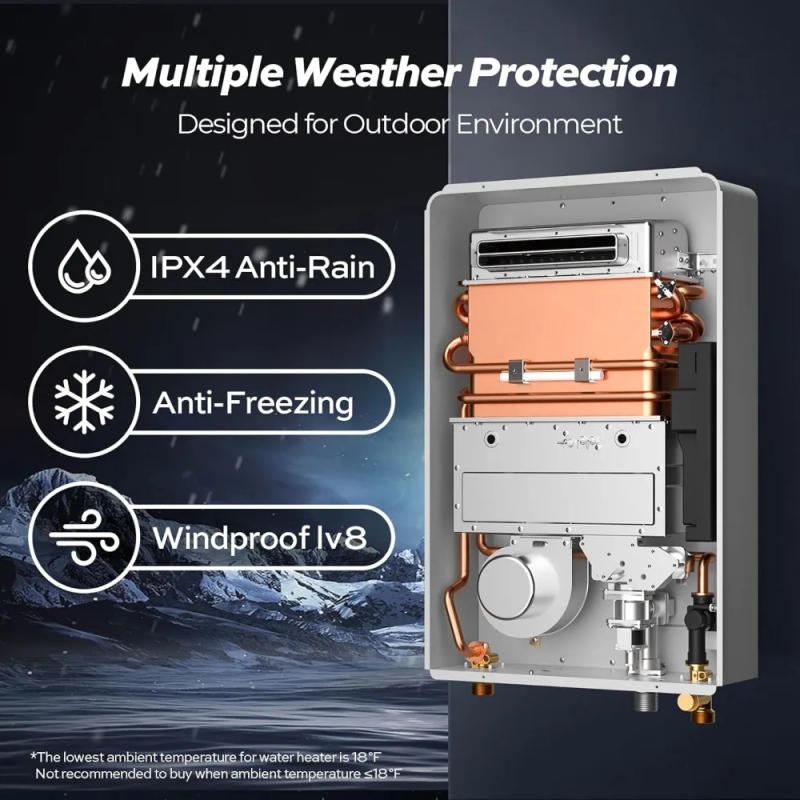 Description Picture 6 of itemPropane Gas Tankless Water Heater - Outdoor Installation 8.1 GPM, Gray Instant Hot Water Heater