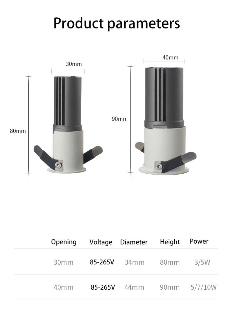 Description Picture 4 of itemLed Mini spotlights COB Spot Lights Adjustable Angle Foco 15 Degrees Small Ceiling Lamp Recessed Round Opening 30mm Anti Glare