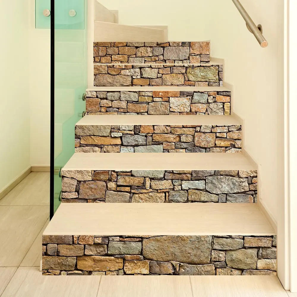 Description Picture 6 of item6 Pcs Artistic Stairs Stickers Self Adhesive Waterproof Vinyl Floor Stickers Wall for Bathroom Staircase Decoration Home Decor