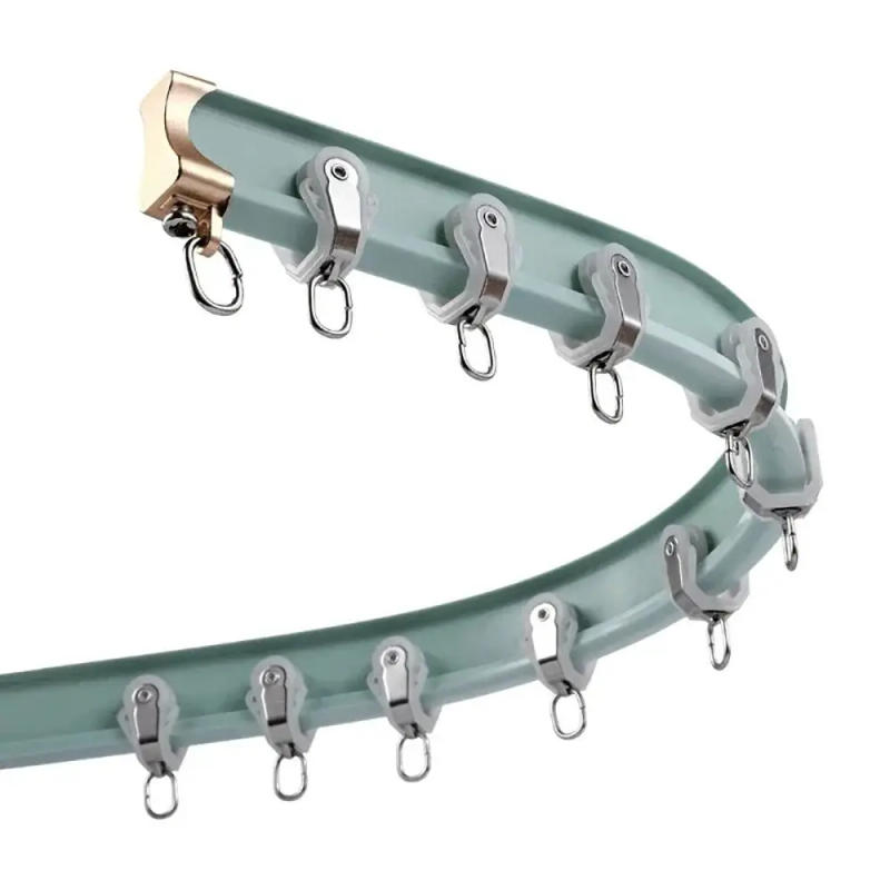 Description Picture 6 of item10Pcs Straight Curved Track Rollers Curtain Wheels Rail Curtains Hook Ring Slider Furniture Hardware Curtain Rod Pulley