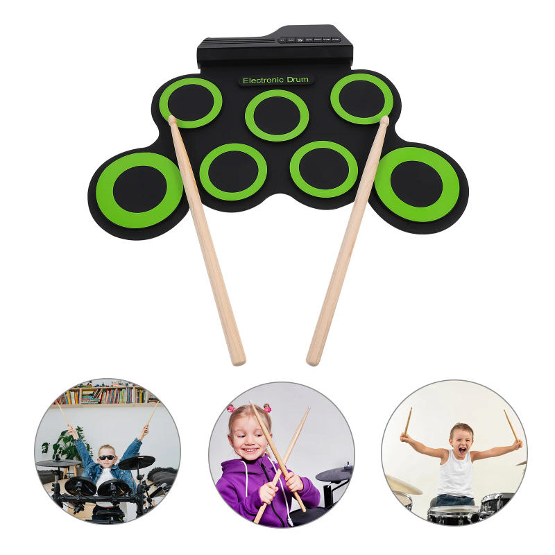 Description Picture 2 of itemElectronic Drum Set USB Roll-Up Silicon Drums Pad Digital Foldable Electric Portable Compact Size Kit Hand Practice With Pedal