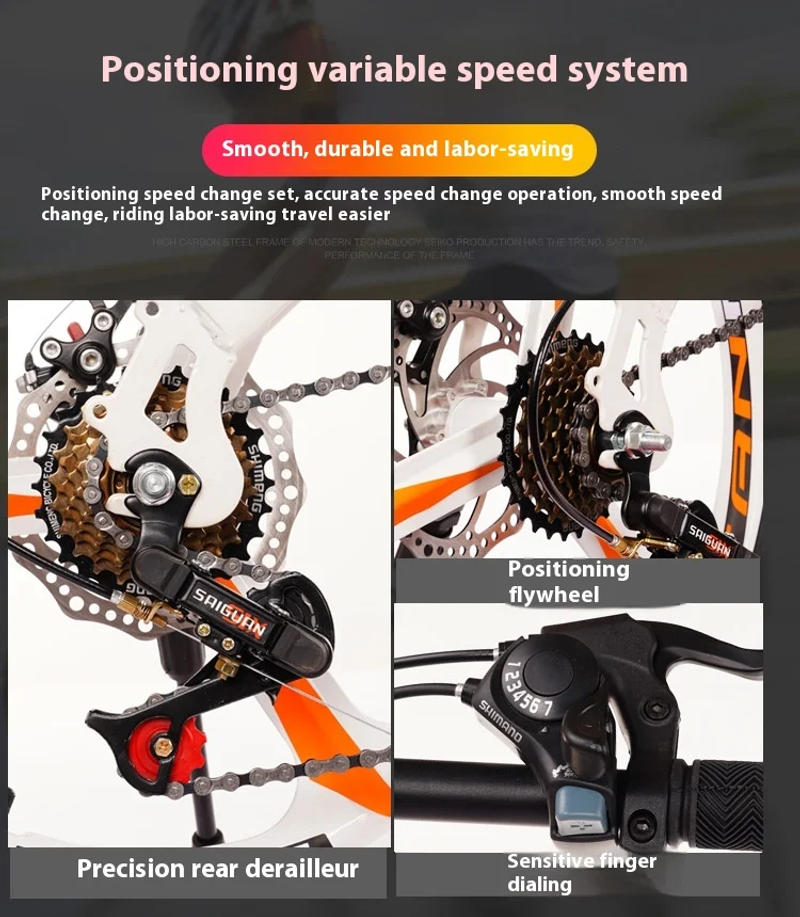 Description Picture 6 of itemNew20Inch Variable Speed Double Disc Brake Folding Bicycle Adult Outdoor Riding Alloy Integrated Wheel Mountain Bike