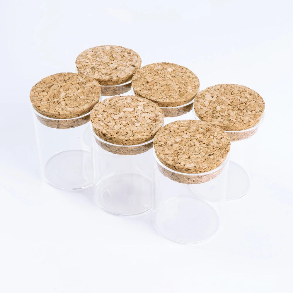 Description Picture 3 of item6pcs/Lot Glass Bottle 60*47mm 60ml Stopper Spicy Storage Corks Jar Small Vial Bottle Containers Glass Simple Spice Storage Jars