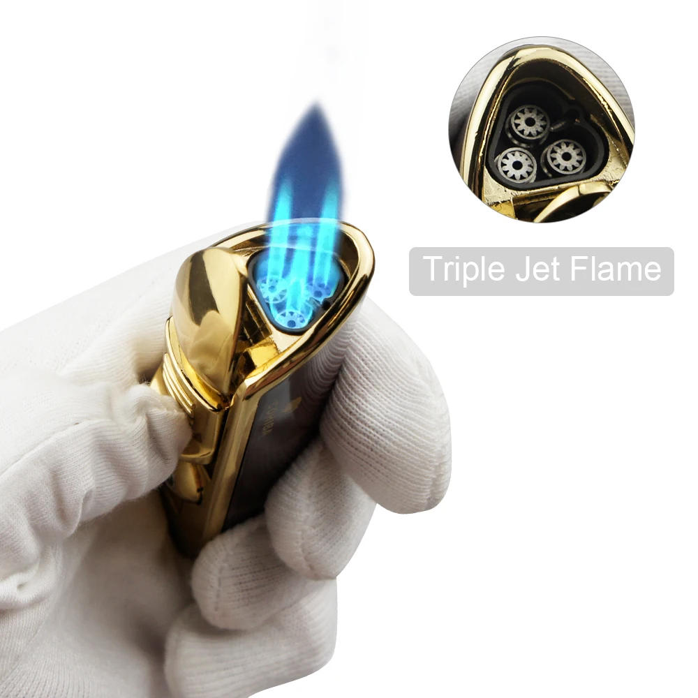 Description Picture 3 of itemNew COHIBA Metal Windproof Mini Cigar Lighter 3 Jet Blue Flame Torch Lighter Portable Lighter with Cigar Punch Tool Men Gift