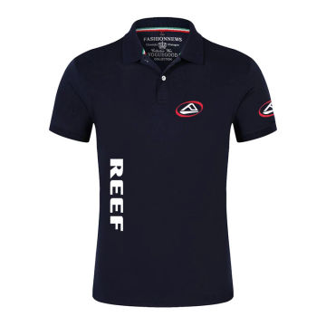 REEF Logo Mens Summer Printed Breathable Ordinary Lapel Collar Polo Shirts Casual Solid Color Short Sleeve T-shirt Tops