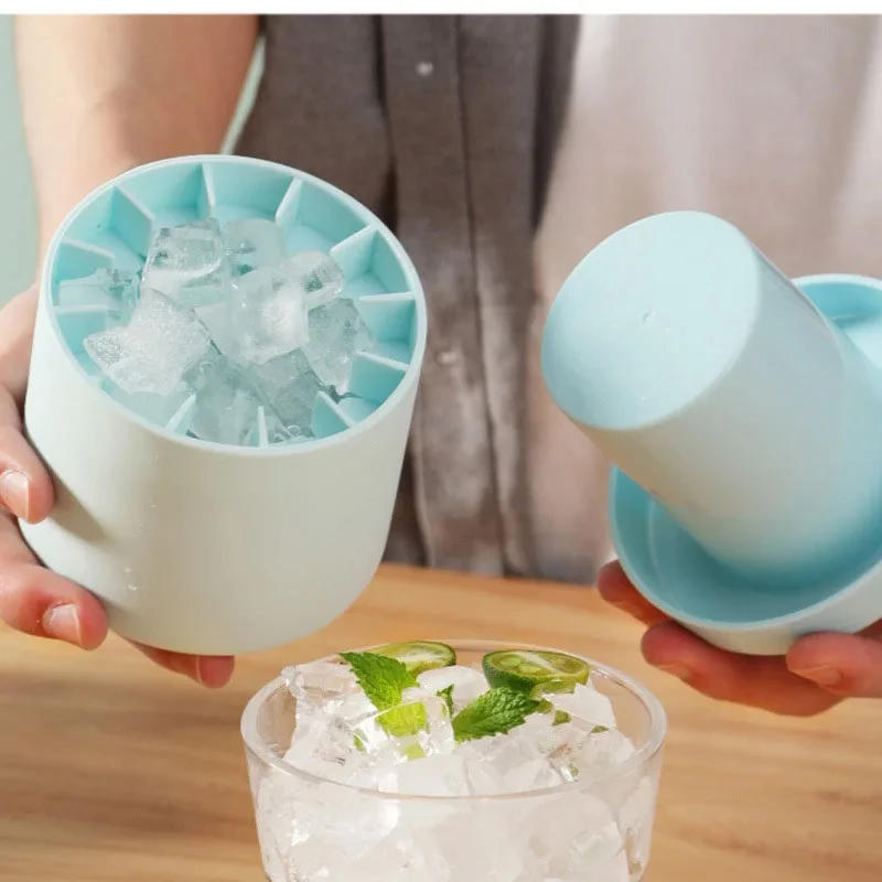 Description Picture 4 of itemIce Cream Mini Silicone Ice Cube Mold Round Bucket  Storage Box Household DIY Refrigerator Freeze Ice Maker Creative Tools