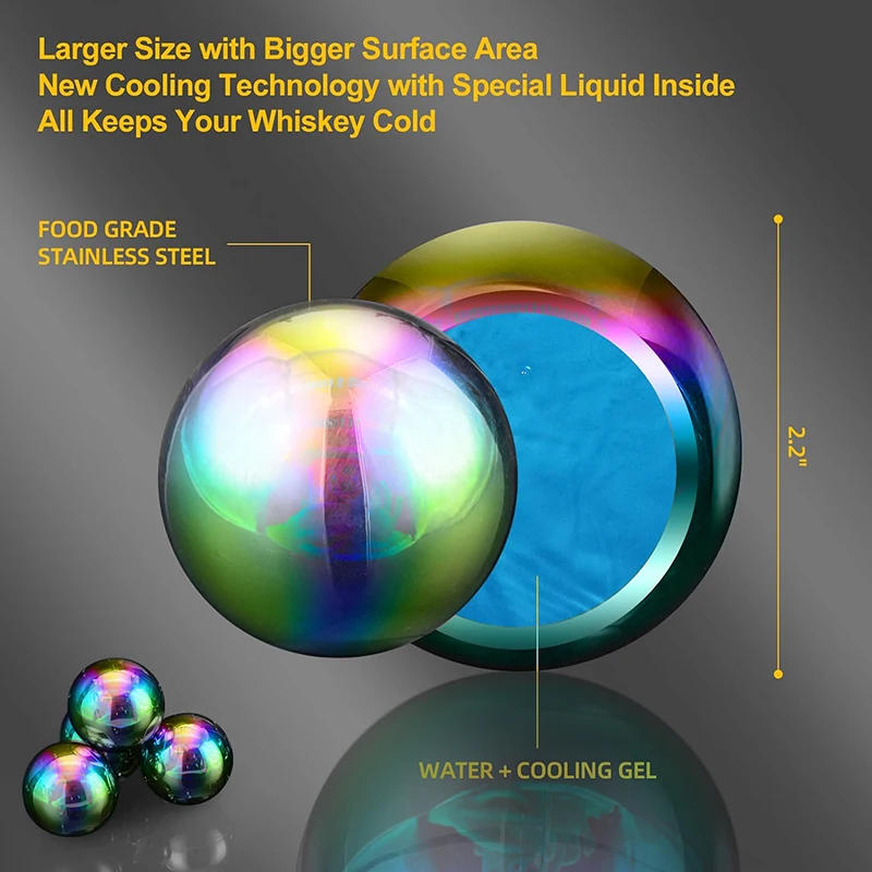 Description Picture 6 of itemReusable Whiskey Stainless Steel Ice Cubes Set Cooling Metal Ice Balls Wine Beer Chilling Stones Cooler Party Bar Accessories