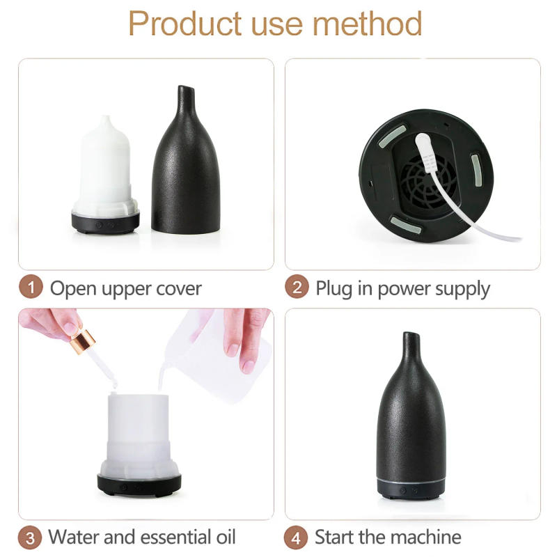Description Picture 3 of itemCeramic Aromatherapy Machine Ultrasonic Humidifier USB Colorful Lamp Essential Oil Vase Humidifier Aromatherapy Machine 100ml
