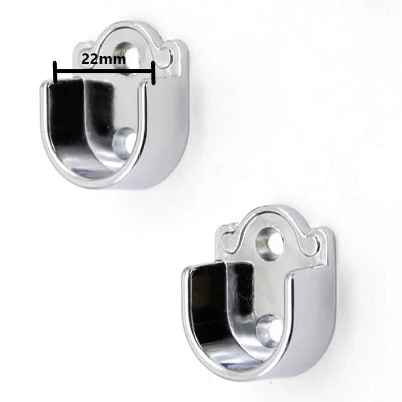 Description Picture 4 of item2PCS Wardrobe Rod Bracket Flange Seat U-Shaped Socket Bracket Open Type Shower Curtain Rod Support Zinc Alloy End Bracket