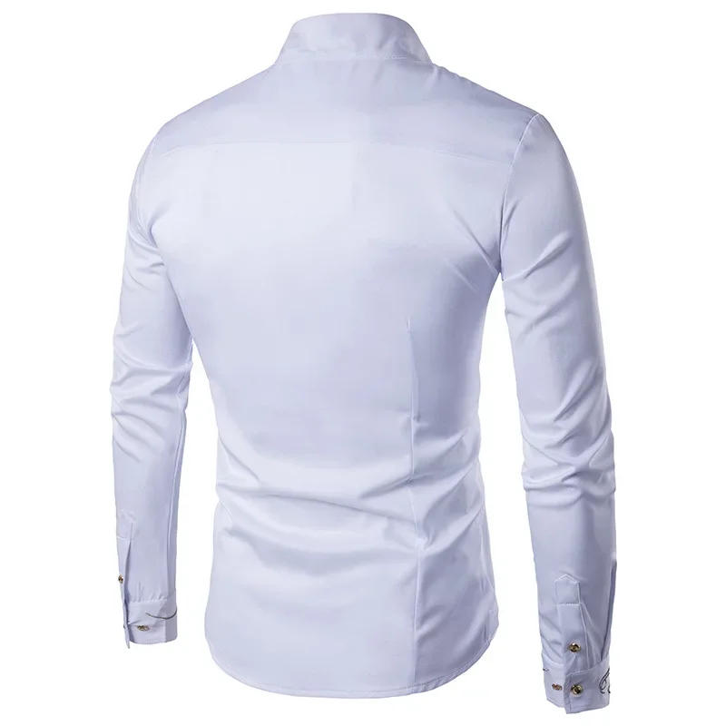 Description Picture 3 of item2023 New Men's Brand Clothing Long Sleeve Shirt Personality Korean Street Fashion Top Designer Button Christmas Evening Dress