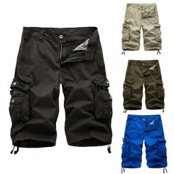 2024 Summer Fashion Shorts For Men Solid Color Multi-Pocket Overalls Comfortable Casual Pants Male Outdoor Cargo Shorts