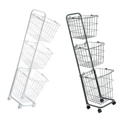 3 Tier Laundry Cart Tall Clothes Laundry Basket Bin with Wheels Large Capacity Metal Sorter Storage Trolley for Home Laundry