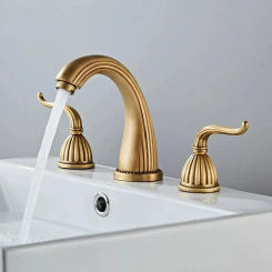 Basin Faucet Antique Bronze Bathroom Sink 3 Hole Widespread Mixer Double Handle Hot And Cold Water Tap New Arrival
