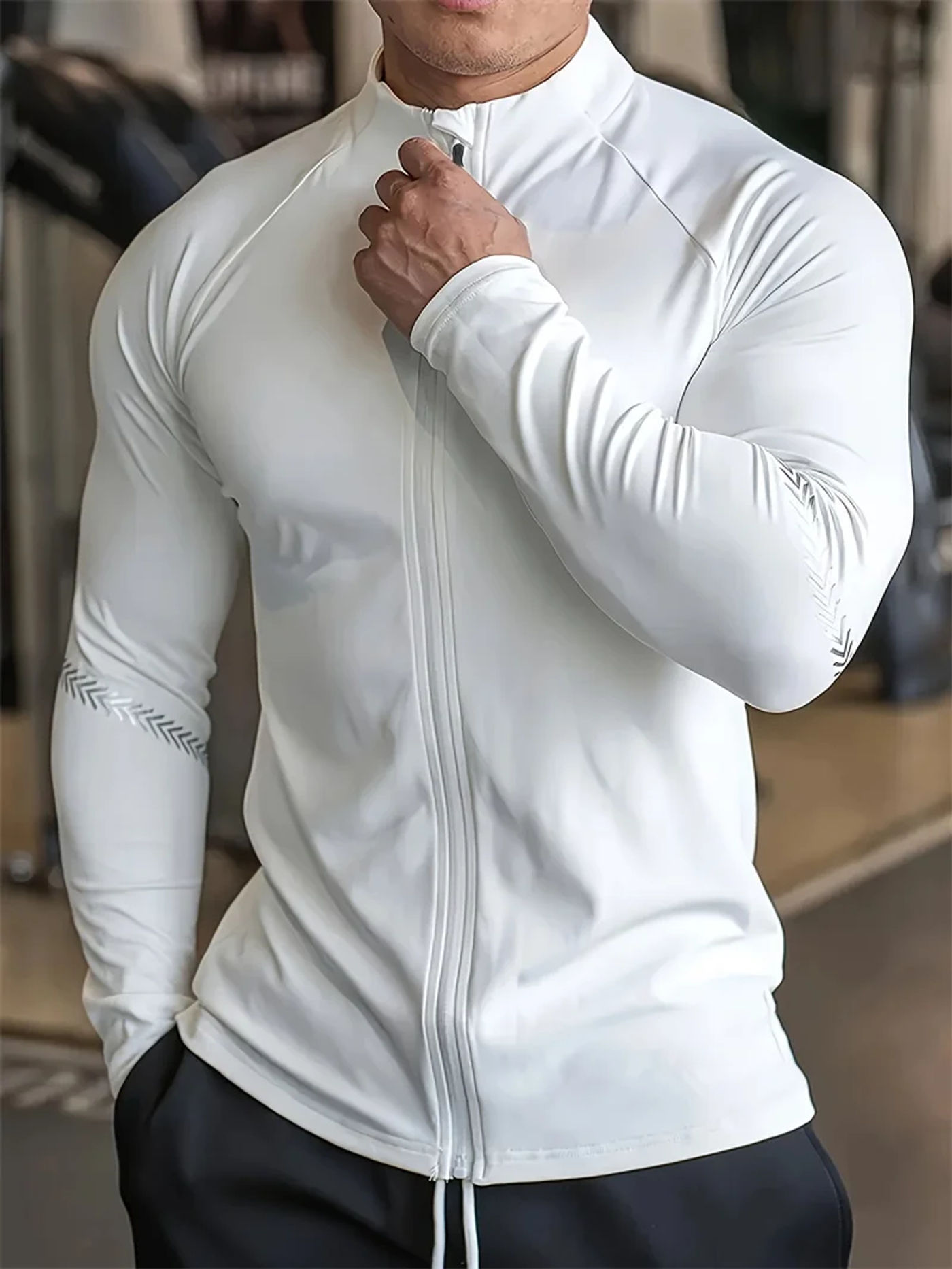 Description Picture 6 of itemspring autumn Men Compression Sports Jacket Top Gym Running Clothing Quick Dry Fitness Tight Sportswear Jogging Coat Sweatshirt
