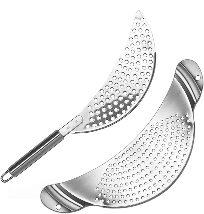 Description Picture 4 of itemLMETJMA Stainless Steel Pot Strainer with Handle Kitchen Pasta Strainer Colander Insert Drainer for Different Pot Pan JT170