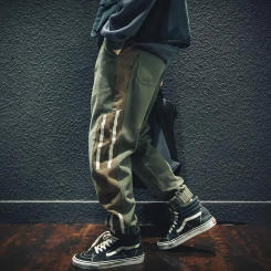 Men's Jogging Sweatpants Harajuku Side Stripes Elastic Waistline Little Foot Overalls Trend Plus Size Cotton Casual Trousers 5XL