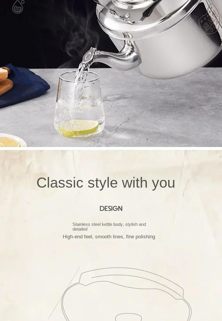 Description Picture 4 of itemSuper Thick 304 Stainless Steel Teapot with Large Capacity Whistle Gas Gas Electric Cooker Teapot with Kettle