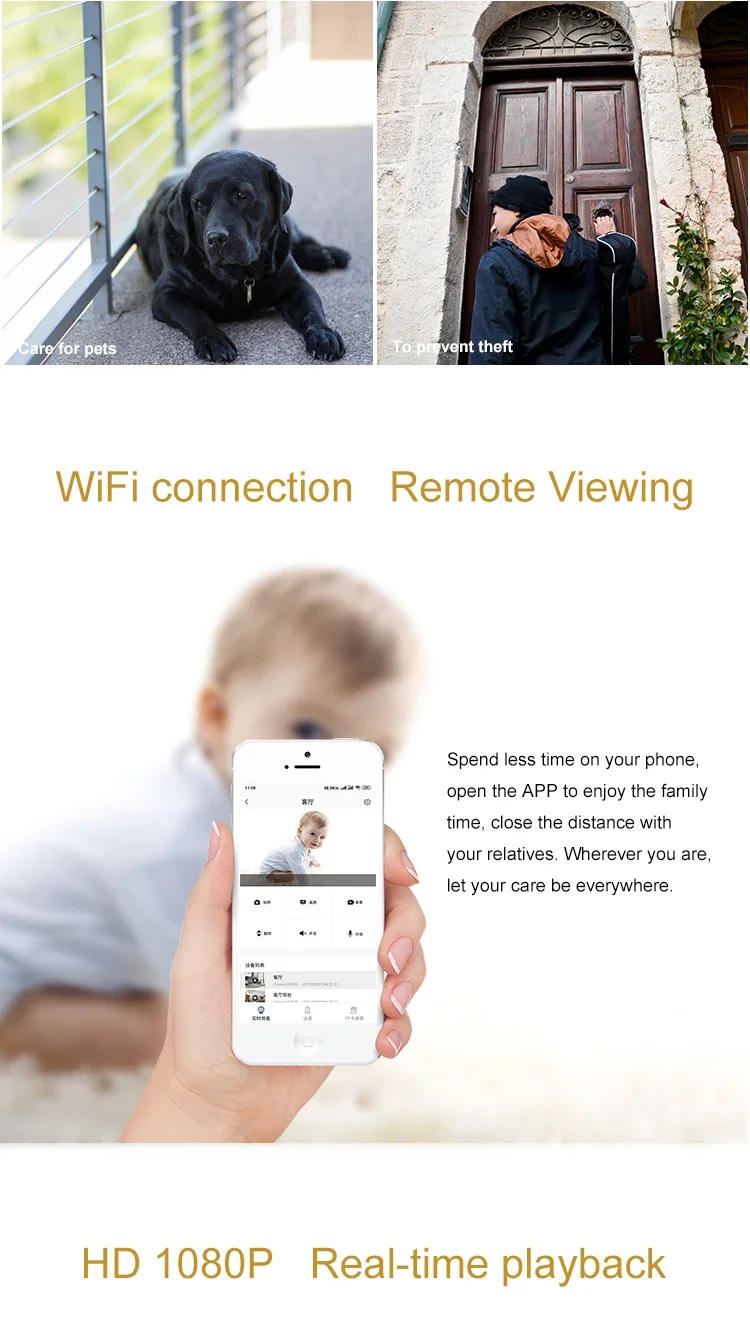 Description Picture 4 of itemMini Smart Camera WiFi Remote Small HD 1080P Wireless Monitoring Ip  Video Night Vision Security Protection Surveillance Cameras