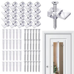 Mirror Holder Clips Transparent Glass Retainer Clips 20 Sets Mirror Hanging Kit Mounting Hardware For Fixing Glass Cabinet Doors