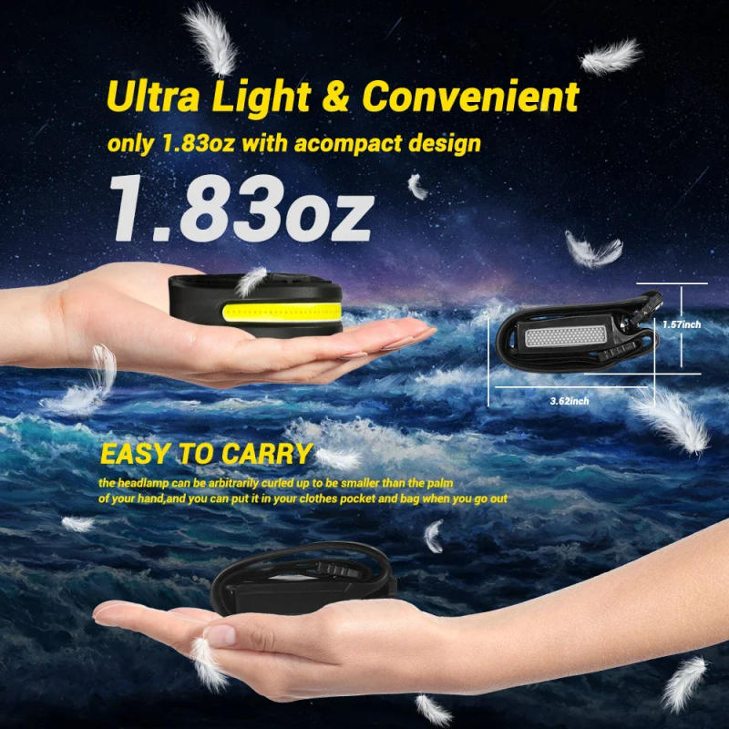 Description Picture 4 of item1-10PCS Portable COB Headlamp USB Rechargeable Head Flashlight Headlight LED Sensor Head Torch Camping Fishing Search Light