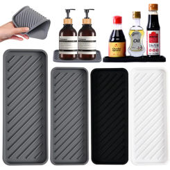 Countertop Silicone Tray Kitchen Seasoning Bottle Storage Tray Bathroom Soap Bottle Toiletries Drain Pad