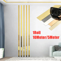 5M Mirror Decor Line Stainless Steel Plane Gold Wall Sticker Home TV Background Ceiling Edging Strip Living Room Decoration