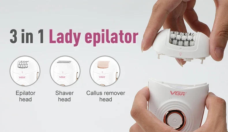 Description Picture 6 of itemVGR Hair Remover Professional Epilator Rechargeable Women Epilator Electric 3 in 1 Lady Epilator Plastic Shaver for Women V-739