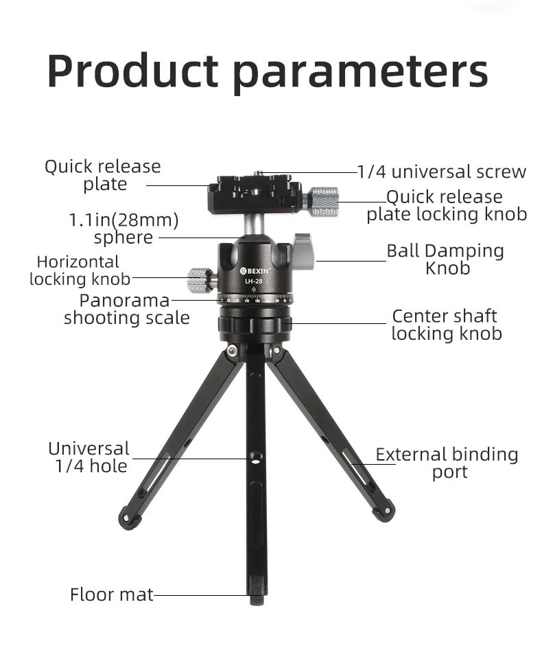 Description Picture 3 of itemBEXIN Mini Ball Head With 1/4 Screw for Aluminum Alloy Camera Phone Speedlite MS22 Tripod Selfie Stick Foldable and Lightweight