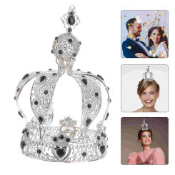Retro Crown Beautiful Round Crown Headwear for Bride Woman Lady Female Black