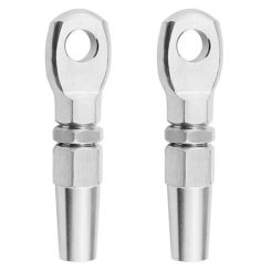 2Pcs Marine Grade 316 Stainless Steel Swageless Eye Terminal Wire Cable Rope Diy Fitting Rigging Hardware Balustrade Kit