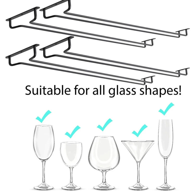 Description Picture 2 of itemLarge Stemware Wine Glass Hanger Rack Under Cabinet Kitchen Bar Storage Black 87HA