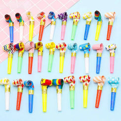 10pcs Colorful Stripes Party Blower Blowout Horn Whistle Noise Maker For Children Birthday Party Supplies Pinata Gift