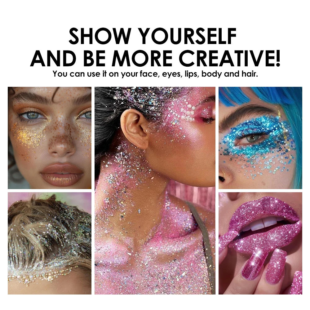 Description Picture 6 of itemSequins Glitter Stick 6 color Body Paint Glitter Eyeshadow Nail Hair Gel Holiday Stage Sparkling Skin and Dazzling Makeup