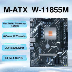 ERYING DIY Desktops Gaming PC Motherboard Kit with Onboard CPU W-11855M W 11855M 2.6GHz 6C12T 18MB DDR4 Computer Assembly Set